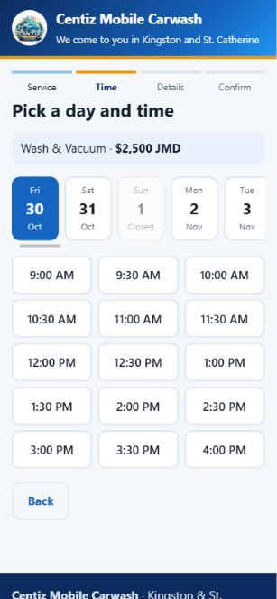 Picking a day and time