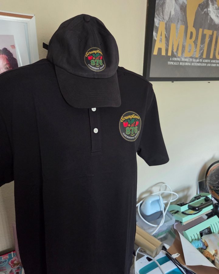Scrumptious 876 Caribbean Cuisine: Staff polo and cap with the restaurant logo